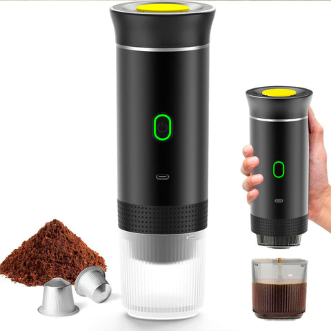 Cafetera Portátil 3 en 1 con Cápsulas y Café Molido | Espresso Rápido en Casa, Oficina o Viaje