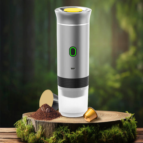 Cafetera Portátil 3 en 1 con Cápsulas y Café Molido | Espresso Rápido en Casa, Oficina o Viaje